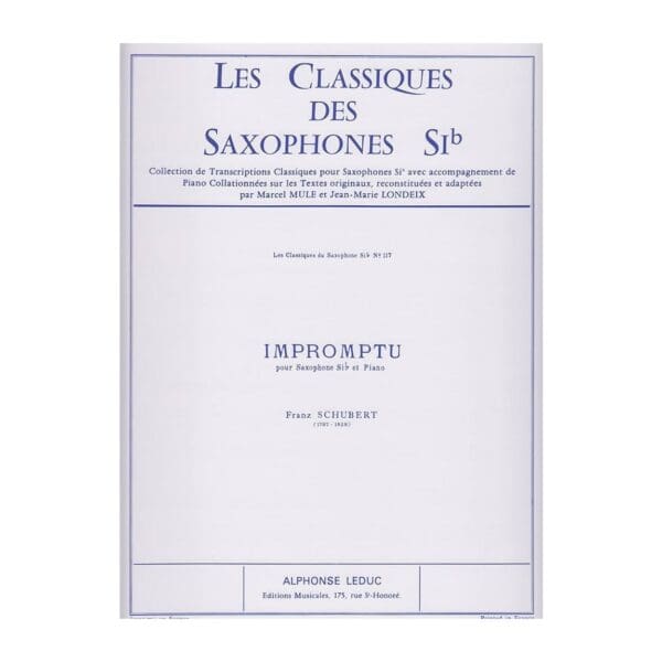 Franz Schubert | Impromptu - Les Classiques No117 | Leduc