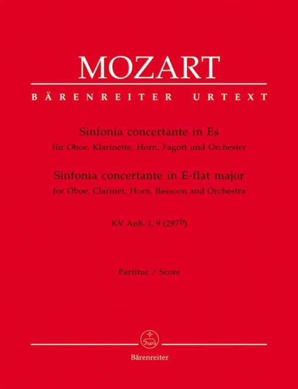 Wolfgang Amadeus Mozart | Sinfonia concertante in Eb for Oboe, Klarinette, Horn, Fagott und Orchester (Score) | Barenreiter