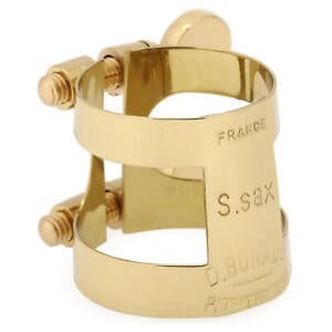 Bonade | Inverted Soprano Saxophone Ligature | Gold Lacquered